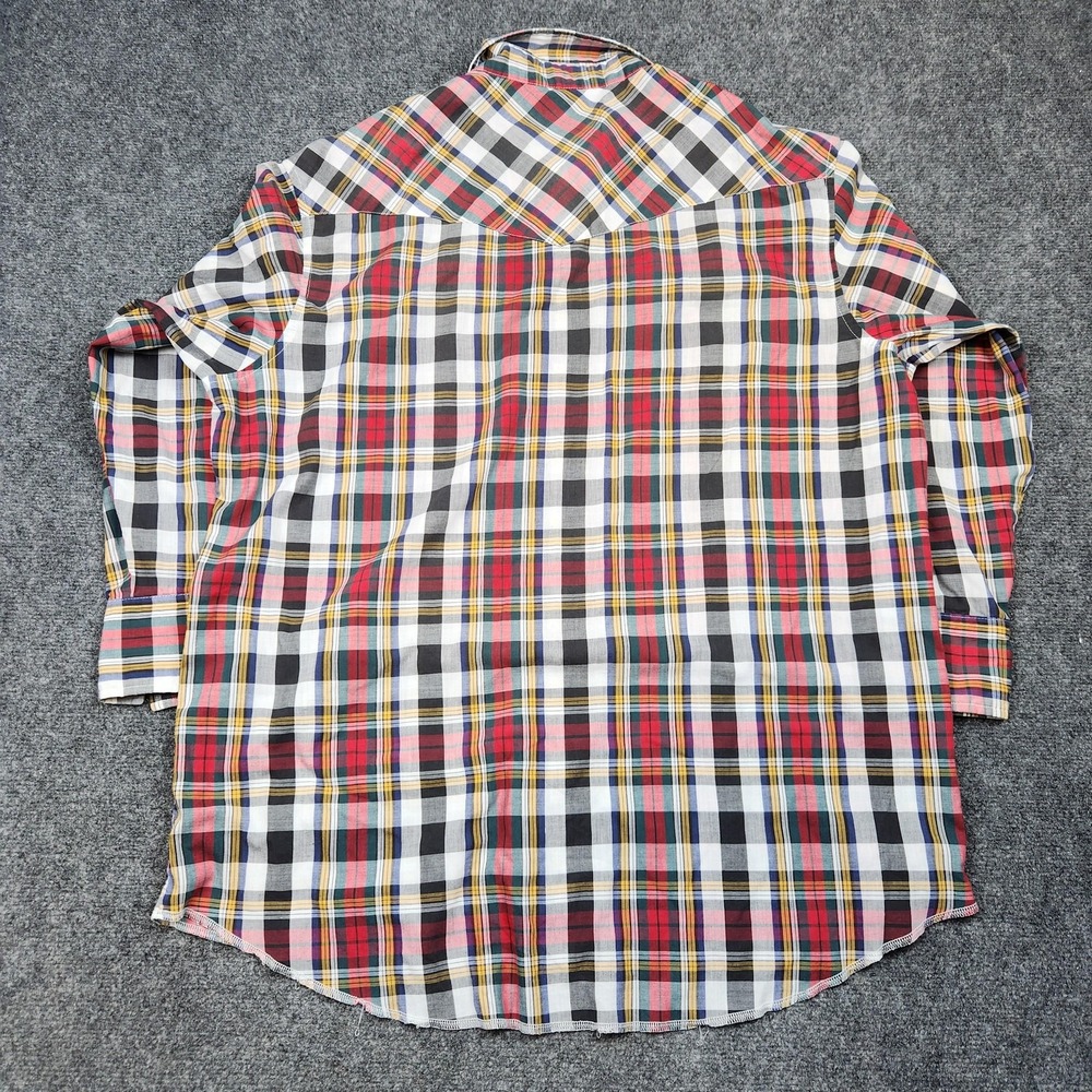 Wrangler Shirt Mens 2XL Multicolor Plaid Western Pearl Snap Cowboy Long Sleeve - Picture 3 of 7